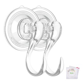 VIS'V Suction Cup Hooks, Small Shower Suction Hooks with Wipes, Heavy Duty, Removable and Reusable, Clear, 4 Pcs