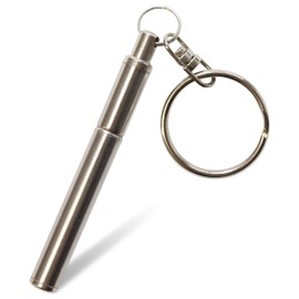 PR-PENKEYHOLDER Keychain-Shaped Ballpoint Pen, Stainless Steel, Mini Ballpoint Pen, Built-in, Stretchable, Lightweight, 0.4 oz (11 g)