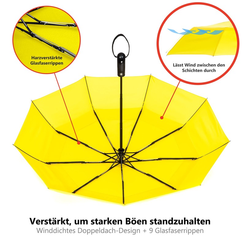 Ergonauts Windproof Double Canopy Pocket Umbrella with Teflon Coating, Ergonomic