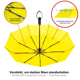 Ergonauts Windproof Double Canopy Pocket Umbrella with Teflon Coating, Ergonomic Handle and Automatic Open-Close for Men and Women with Carry Case