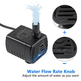 2Pcs 3W Mini Submersible Water Pump 50GPH Small Fountain Pump for Aquarium Fish Tank Fountain Hydroponics Water Feature, Indoor Fountains