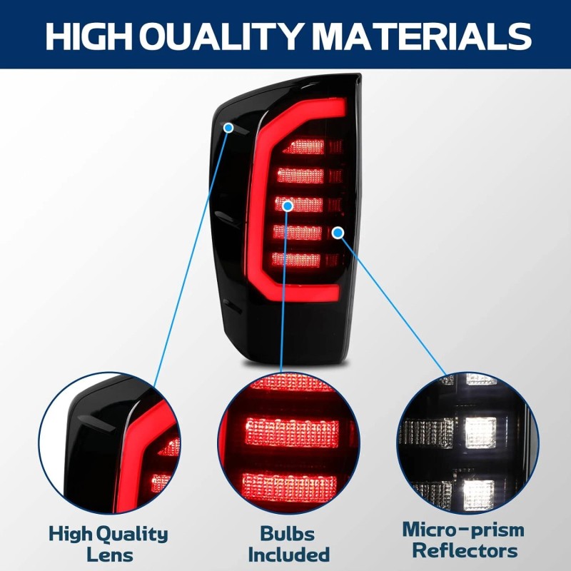 Mayello Black Smoke Pair LED Tail Lights For 2016-2023 Toyota