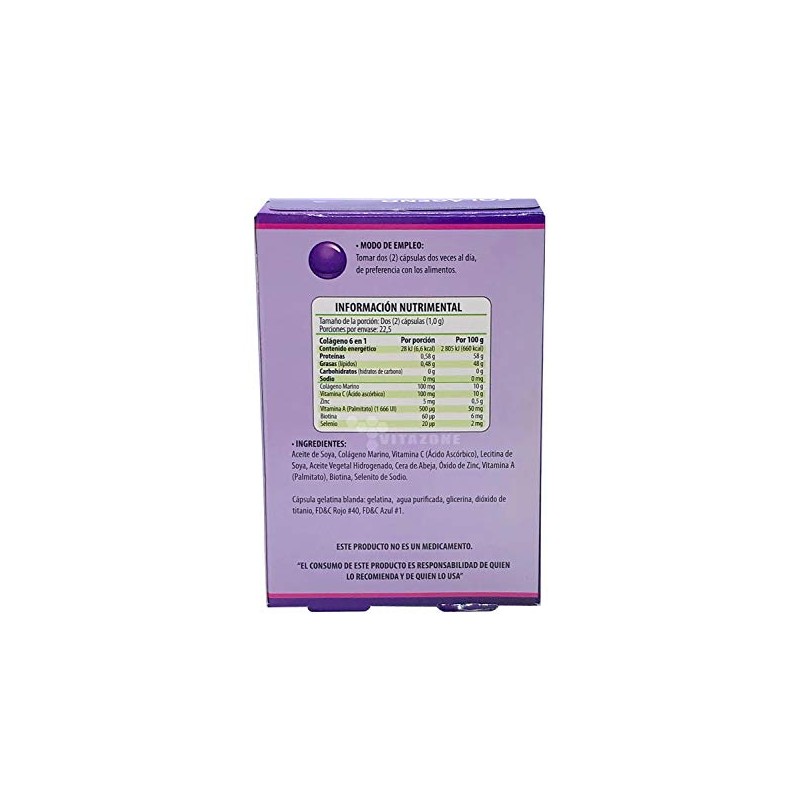 Colágeno Marino Vitamina C Zinc Biotina Selenio 45 caps Solanum