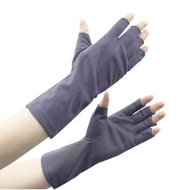 GlovesDEPO 99% UV Reduction! Contact Cooling Arm Cover, UV Protection, Soy Fiber Short Gloves, Fingertips, Moisturizing, Stylish, Cute, Black, Gray, White, Brown, gray