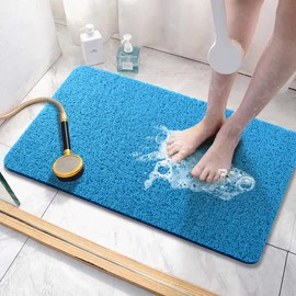 Asvin Soft Textured Bath, Shower, Tub Mat, 24x32 Inch, Phthalate Free, Non Slip Comfort Bathtub Mats with Drain, PVC Loofah Bathroom Mats for Wet Areas, Quick Drying