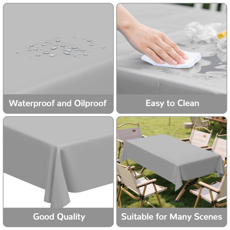CC-SLZP 3 Pack Premium Plastic Tablecloth, 54 x 108 inch