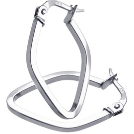 Citerna 9ct White Gold Kite Square Tube Hoop Earrings