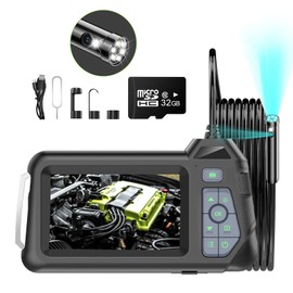 SURLABA Endoscope Camera with Light, 1080P Dual Lens Inspection Camera with 16.5ft Flexible Cable, 8mm Snake Camera Borescope Camera with IP67 Waterproof and 32GB Card for Automotive and Pet Rescue