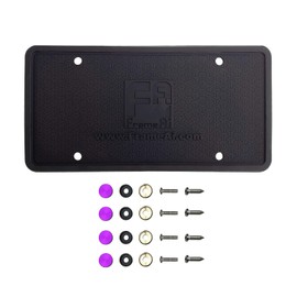 Silicone License Plate Frame Back Guard Holder Rust-Proof Rattle-Proof Weather-Proof + Purple Aluminum Screw On Caps Hardware
