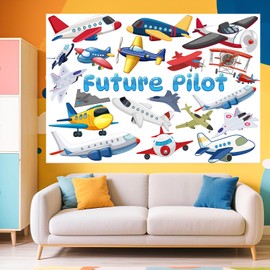 Airplane Giant Coloring Poster for Kids 43x30In Future Pilot Large Coloring Poster Tablecloth Books Airplane Themed Color-in DIY Painting Craft for Kids School Classroom Home Bday Party Supplies Decor