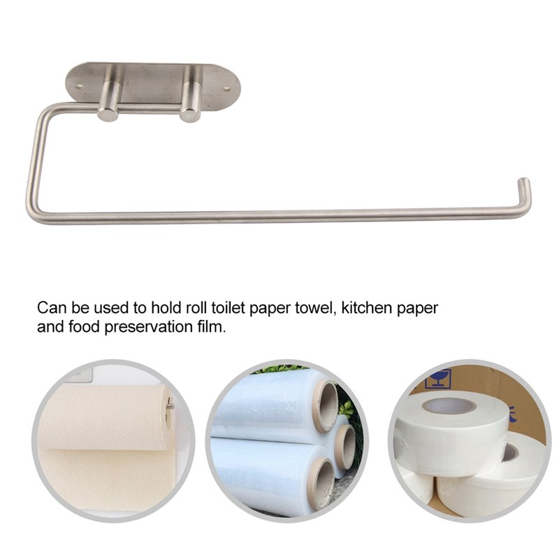 Adhesive 304 Stainless Steel Tissue Storage Rack Home Kitchen Roll