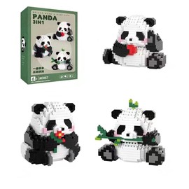 Panda Mini Building Blocks Set, Panda Cute Animals Building Toy, DIY Mini Animals Building Sets, Panda Micro Building Blocks Toy, 3 in 1 Creative Building Block Present for Adults and Children (M1057)