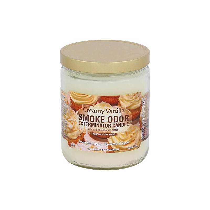 Smoke Odor Exterminator 13 oz Jar Candles Creamy Vanilla, (2)