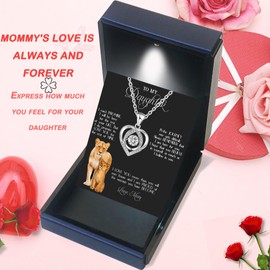 Daughter Necklaces From Mom Mother Daughter Necklace 925 Sterling Silver Mother To Daughter Gifts Christmas Birthday Gifts With Heartfelt Message & Lighted Box (Heart 03, 925 Sterling Silver)