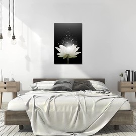 Canvas Prints Wall Art Lotus Floral Blossom Pictures for Modern Wall Decor Artwork Spirtual Meditation Prints on Canvas Wall Decor for Yoga Room Framed (20x30inch)