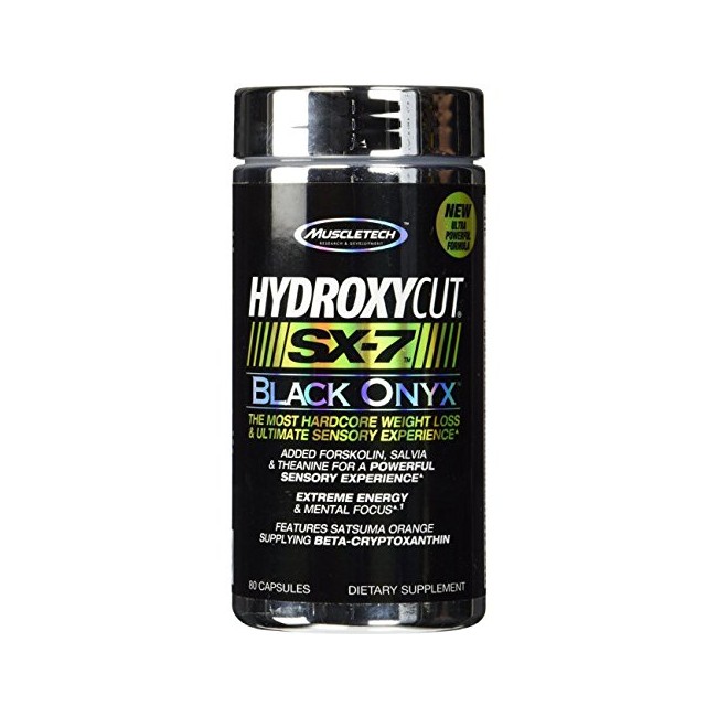 MuscleTech Hydroxycut SX-7 Black Onyx, Extreme Energy and Hardcore Weight Loss, 80 Capsules