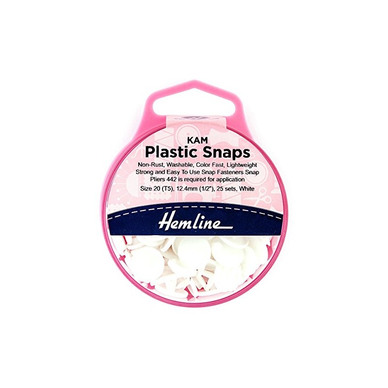 KAM Plastic Snaps: 25 x 12.4mm Sets: White