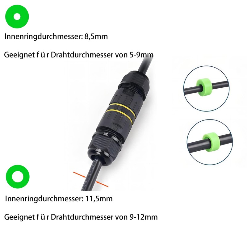 KLJ Waterproof Cable Connector, IP68 Connection Terminals, 3-Pin M20 Plug,