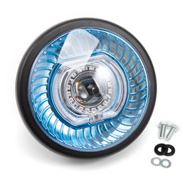 APEBAZY Universal Moto Headlight Round Headlight LED Light Angel Eye Motorcycle Headlight