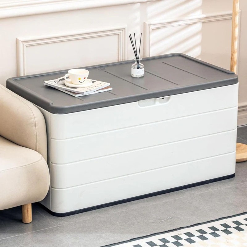 ZZM 110 Gallon Lockable Resin Deck Box, Waterproof Outdoor Storage