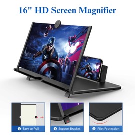 16" Screen Magnifier for Cell Phone,Fanlory 3D HD Magnifying Projector Screen Enlarger for Movies, Videos and Gaming, Foldable Phone Stand with Screen Amplifier,Compatible with All Smartphones