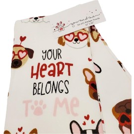 Kitchen Towels 2 Piece Set ~ Your Heart Belongs to Me ~ Puppy Dog Theme 16in x 26in
