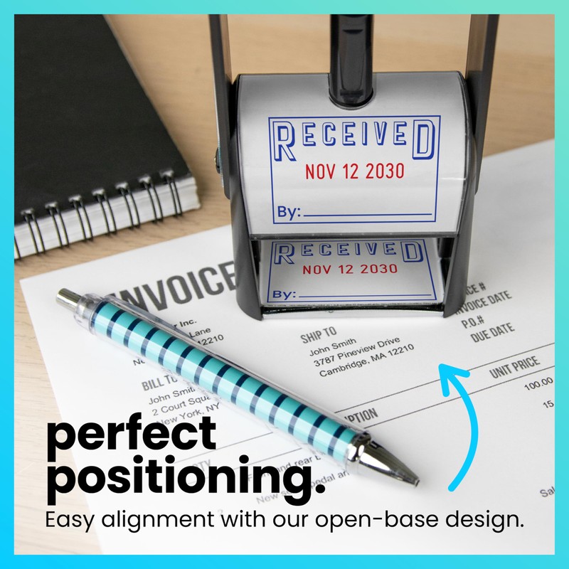 ExcelMark Heavy Duty Self-Inking Date Stamp (Blue/Red, Received)