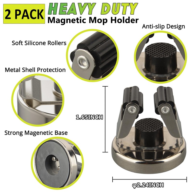ULIBERMAGNET Magnetic Mop Broom Holder,Heavy Duty Movable Magnetic Tools Holder,2