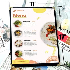 Goodsmart 12 Packs Cafe-Style Menu Covers, 1Page/2Views Standard 11''x 17”Menu Holders, Durable Double-Stitched Edge, Crystal Clear Vinyl Protection, Easy-Insert Design Ideal for Restaurants(12PCS)