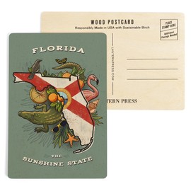Florida, State Treasure Trove, State Series (4x6 Birch Wood Postcards, 2-Pack Stationary, Rustic Home Wall Decor)