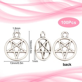 SUNNYCLUE 1 Box 100Pcs Star Charms Pentagram Charm Pentacle Charms Bulk Witch Magic Celestial Lucky Alloy Stars Charm for Jewellery Making Charms DIY Craft Necklace Bracelet Earring Beginners Adults