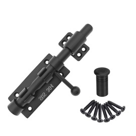 Slide Bolt Gate Latch Thickened 304 Stainless Steel Barrel Bolt Lock Heavy Duty Barn Door Latch Lock Black Safety Gate Latch with Padlock Hole for Outdoor Wooden Fence Yard Shed Basement