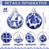 Preboun 48 Pcs Christmas Blue and White Chinoiserie Ball Ornaments