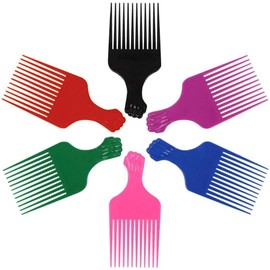 LEADUWAY Fist Picks for Curly and Afro Hair, Plastic 6.5 inch Lift Picks for Women and Men, Rainbow Set (6 PCS)