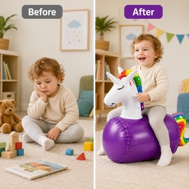 Inflatable Animal Hopper Toy for Toddlers – PVC Ride-On Bouncy Unicorn, Horse & Dinosaur for Indoor Play
