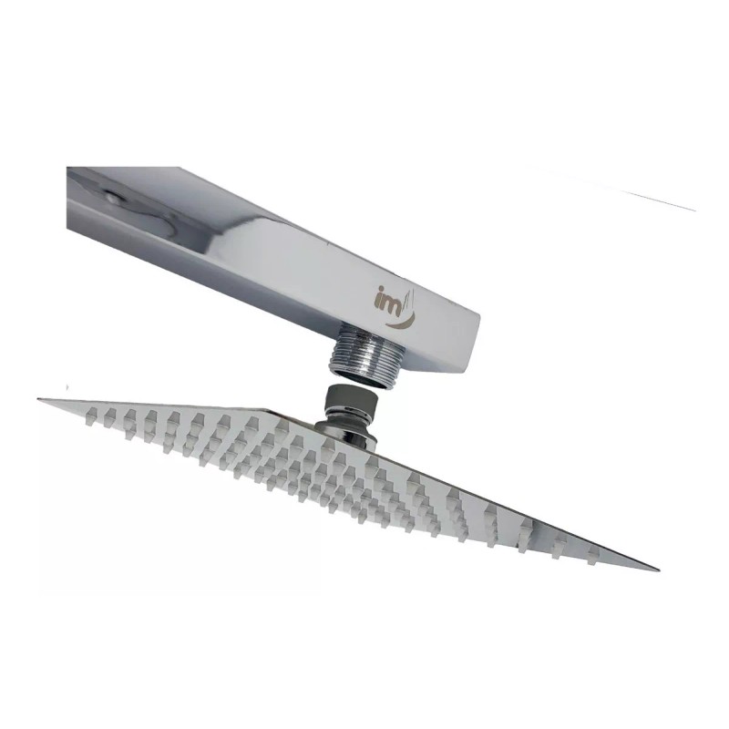 IML Regadera Cuadrada 20cm Tipo Lluvia + Tubo Cuadrado 40cm