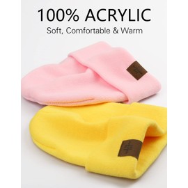 Winter Beanie Hats for Men and Women,Stretchy Daily Knit Hat,Gifts for Dad Mom (Light Pink)