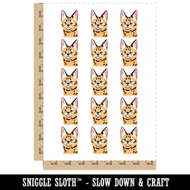 Sniggle Sloth Curious Savannah Cat Serval Temporary Tattoo Water Resistant Fake Body Art Set - 15 2-Inch (1 Sheet)