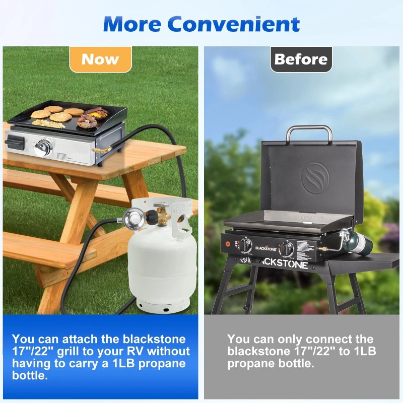 WADEO 10FT Propane Regulator and Hose for 20lb Propane Tank