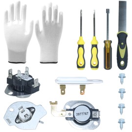NIDAIFEI 3977767 High Limit Thermostat 3387134 Cycling Thermostat 3977393 3392519 Dryer Thermal Fuse and Assembly Tool Kit Replaces 3399693, WP3977767VP, 898078 for Dryers