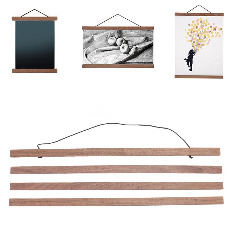 Magnetic Poster Frame Hanger DIY Reusable Black Walnut Magnet Poster