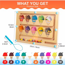 Montessori Toys for 2 3 4 Year Old Boys Girls Kids Gifts, Wooden Magnetic Maze Toys Age 3 Toddler Learning Educational Toys Color Sorting Game Christmas Birthday Gifts for 2-5 Year Old Girls Boys