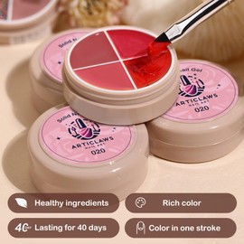 ArtiClaws 4 Colors Solid Nail Gel Set Pudding Cream Gel Nail Polish Set LED UV Solid Nail Polish with Brushes, Hokkaido