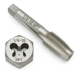 1/4"-18 NPT Tap and Die Set – GCr15 Alloy Steel Pipe Thread Tap and Hex Die Combo, Taper Thread Repair Tool for Conical Pipe Fittings