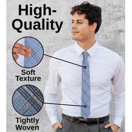 Otis & Oliver Skinny Tie Cotton Plaid Modern Necktie Great for Weddings, Dances, Missionaries, Dads, Grooms and Groomsmen (Lagos)