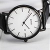 BUREI Men’s Watches, Ultra Thin, Black, Minimalist Quartz with Date