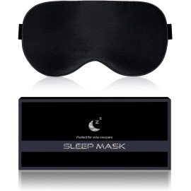 BLSSNZ Silk Sleep Mask for Women - Soft Breathable Organic Natural Mulberry Black