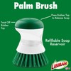 Libman Palm Brush with Soap Dispenser – Dish Brush for