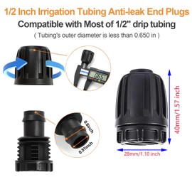 URANT 1/2 Inch Irrigation Fitting End Plug (1/2" ID x0.640" OD),10-Piece Drip Line Barb End Cap Connector, Leak-Proof Plug for Garden Irrigation Systems