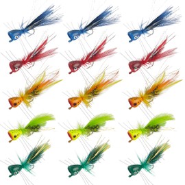 OROOTL Fly Fishing Popper Flies Kit Colorful Fly Fishing Flies Popper Lures Foam Float Topwater Popping Bugs Lures Accessories for Trout Panfish Bluegill Bass Sunfish Salmon